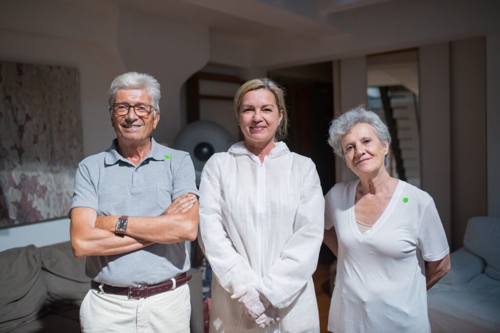 Ever HomeCare caregiving team with senior clients in a home setting